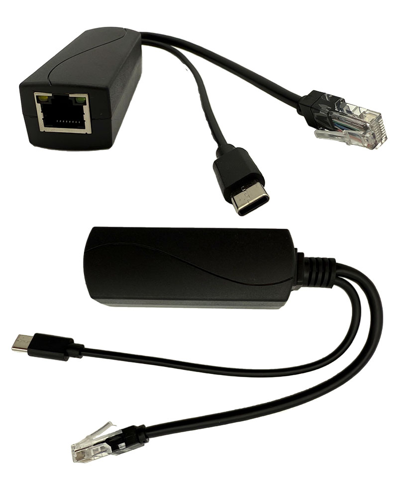 POE Injector/Splitter (POE IEEE 802.3af/at to <B>USB-C</b> 5V/3A, Gigabit LAN)